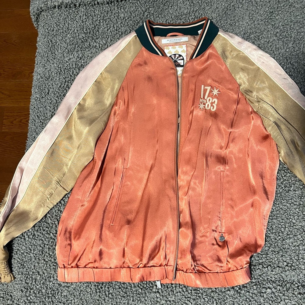NWOT Maison Scotch & Soda Salmon Bomber Size L